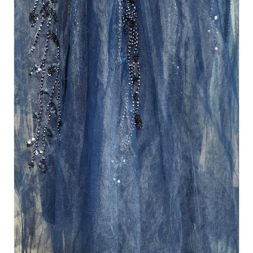 MacDuggal Embellished Flutter Sleeve Tulle Midnight Dress 4 - Picture 7 of 8